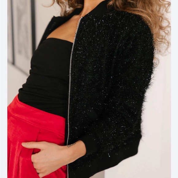 NWT gorgeous black tinsel Smash + Tess bomber jacket - Picture 3 of 3